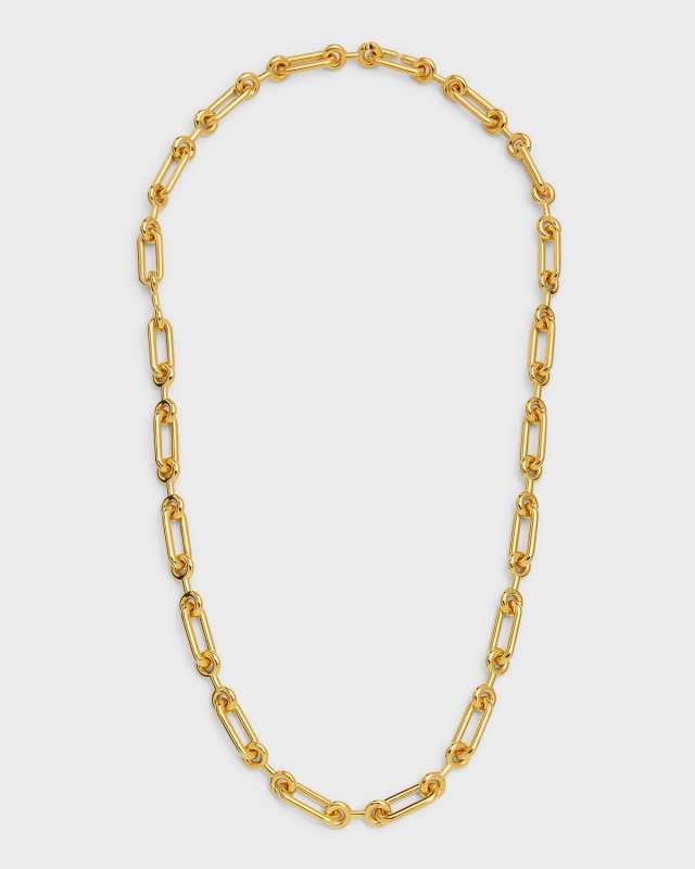 Petite Binary Chain Long Necklace in Gold Vermeil